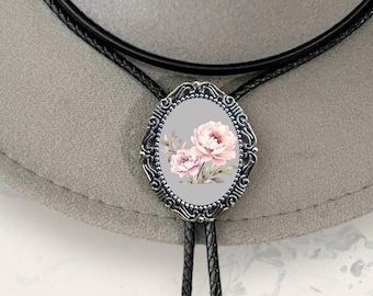 Floral Bolo Tie, Dressy Fancy Cowboy Tie Western String Tie, Cowboy Necktie Mens Bolo Tie, Bolo Necktie Western Tie Wedding Shabby Chic