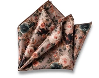Floral Pocket Square in Taupe for Men Wedding Accessories