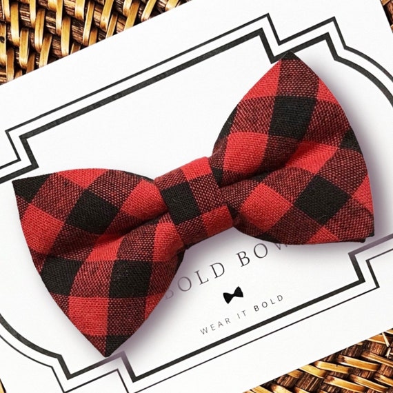 Red Buffalo Plaid Dog Bow Tie, Bow Tie for Dogs, Cats, Pets, Bowtie, Bow Ties, Christmas Dog Bow Tie, Christmas Bow Tie, Buffalo Check