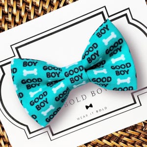 Blue Dog Bow Tie | Good Boy Collar Accent | Slip-On Pet Accessory | S-XL