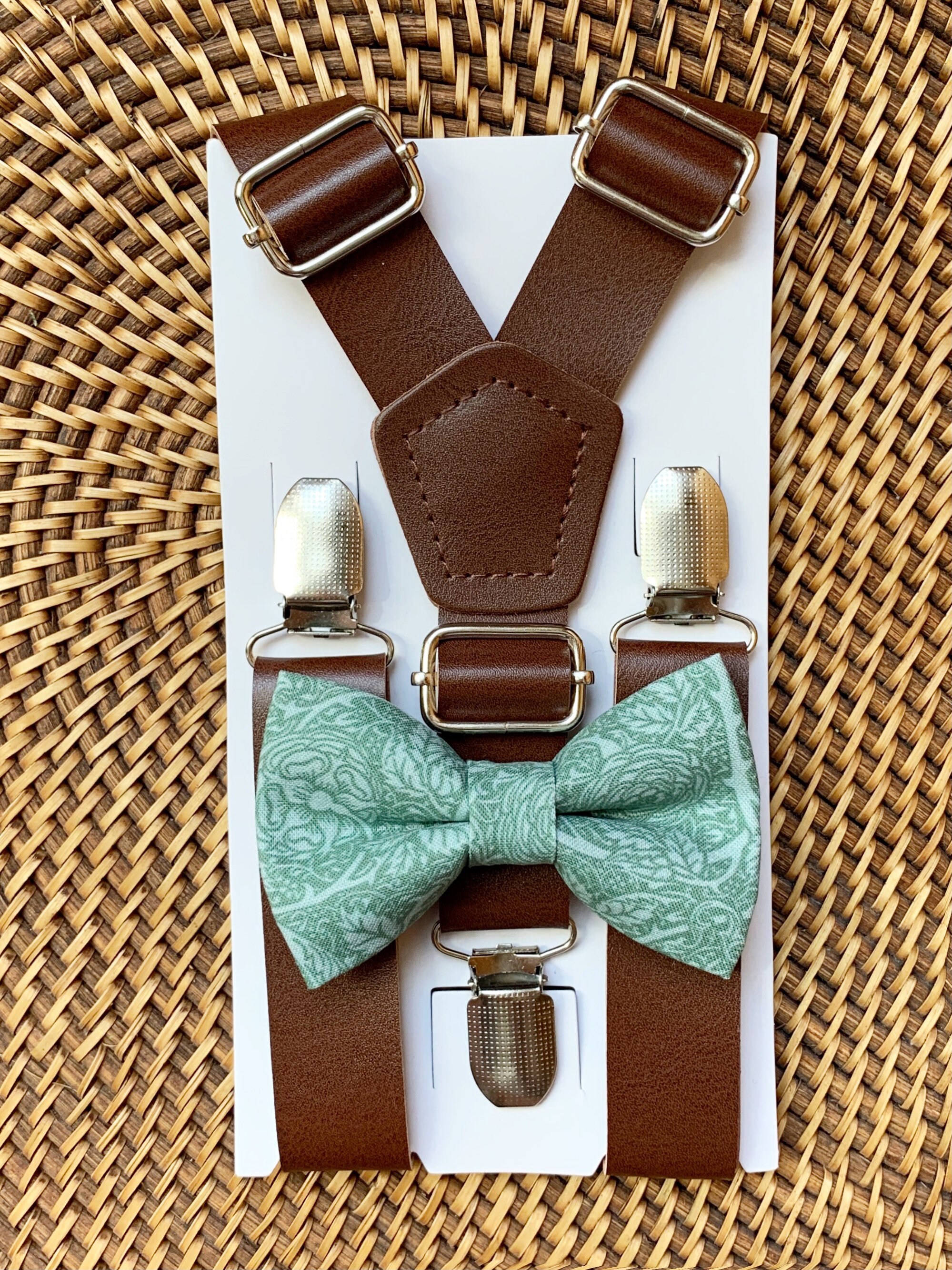 Sage Green Bow Tie with Dark Sage Detail Baby Bow Tie Boho Etsy
