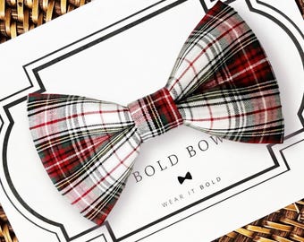 Christmas Dog Bow Tie in Red Tartan Plaid, Christmas Dog Bowtie, Pet Collar Accessory