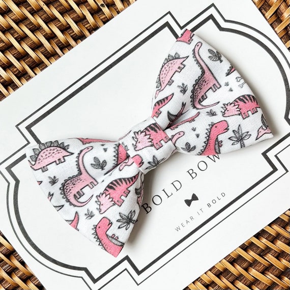 Pink Dinosaur Dog Bow Tie or Cat Bow Tie, Dog Bowtie, Bow Ties, Dinosaur Party, Dog Birthday Gift, Dinosaur Christmas Gift, Dog Lover Gift