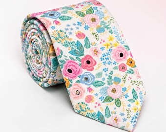 Floral Necktie for Men, Garden Mens Tie (Wedding & Groomsmen)