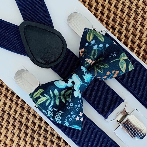 Rifle Paper Co Bow Tie & Navy Blue Suspenders Floral Bow Tie Etsy