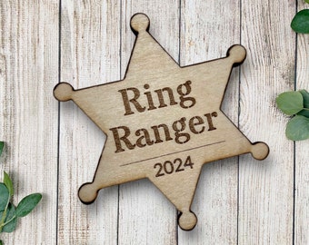 Ring Ranger Badge for Ring Bearer Badge Wedding Party Gift, Ring Bearer Rustic Wedding, Toddler Ring Bearer Sheriff for Little Boy Gift