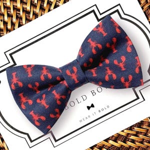 Nautical Lobster Dog Bow Tie, Nautical Dog Bowtie, Dog Mom Gift, Pet Gifts, Gifts for Dog Lovers, Navy Dog Bowtie, Dog Gifts