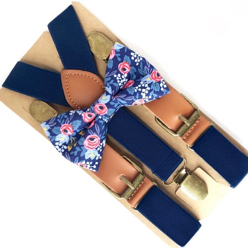 Bow Tie & Suspenders Boho Wedding Floral Bow Tie Leather Etsy