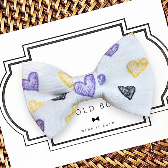 Valentine's Day Heart Dog Bow Tie, Cat Bow Tie, Purple Heart Bowtie, Valentines, Pet Lover Gift, Pet Gift, Gifts for Dog Lovers, Dog Owner