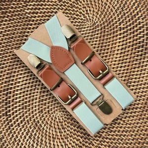 Saliegroene bretels voor bruiloften, eucalyptus leren herenbretels, herenbretels, dames, saliegroene bretels voor trouwringdrager