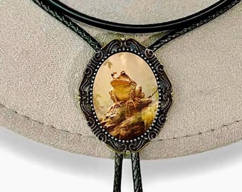 Bullfrog Bolo Tie Custom with Silver or Brass, Cowboy Jewelry for Country Wedding Groomsmen Bolo Ties