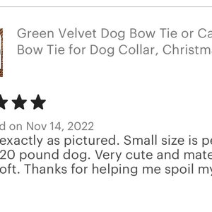 Green Velvet Dog Bow Tie, Cat Bow Tie, Christmas Dog Accessories, Dog Bowties, Gift, Dog Wedding Attire, Dog Ring Bearer image 6