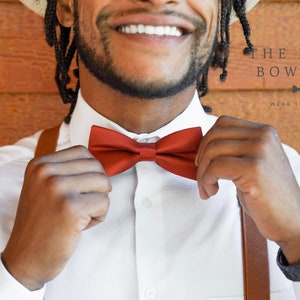 Burnt Orange Bow Tie, Rust Bow Tie, Orange Bow Tie, Toddler Bow Tie, Dark Orange Bow Tie, Rustic Wedding, Fall Suspenders and Bowtie Set