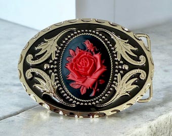 Western Cowgirl Belt Buckle USA Flag Floral Metal Cowgirl Belt Buckle: Floral Engraved Western Rodeo Accessory  main image 4