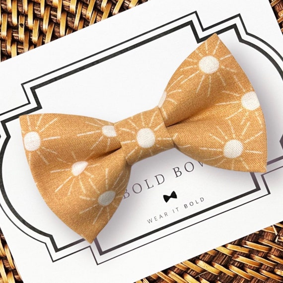 Sunshine Bohemian Dog Bow Tie or Cat Bow Tie, Dog Bowtie for Dog Collar, Dog Bow Ties, Wedding, Puppy Bow Tie, Dog Bows, Kitten Bow Tie