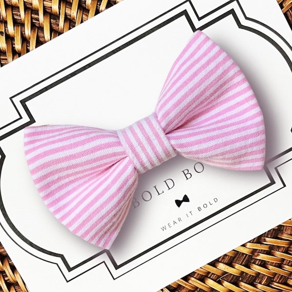 Easter Dog Bow Tie, Pink Seersucker Bow Tie for Dogs, Cats, Pets, Bowtie, Nerd Bow Ties, Dog Lover Gift, Dog Accessories, Dog Gift