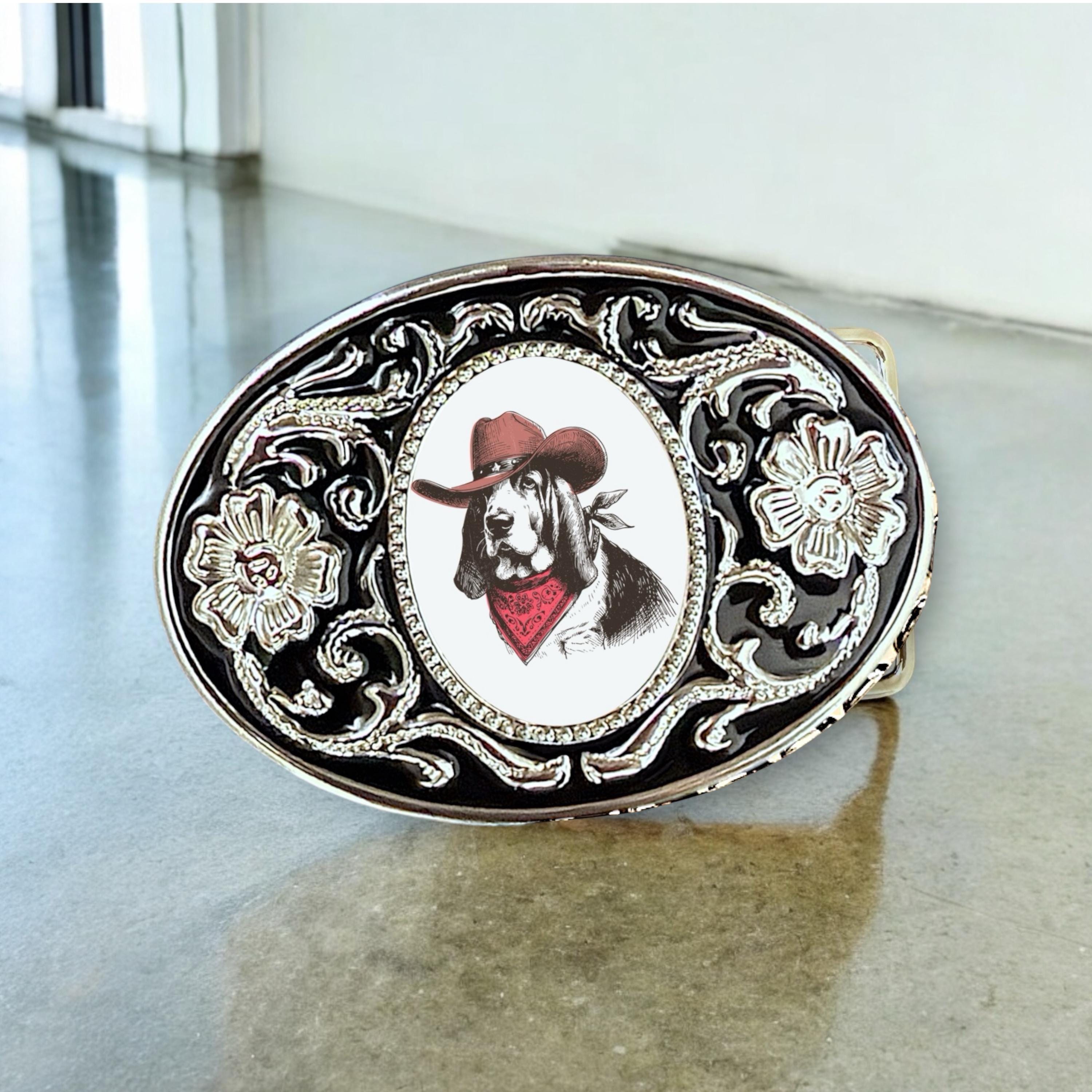 Vintage dog belt buckle ? Dog lover gift ❤️unique belt buckles dogs Belt Buckle with Dog, Golden Retriever Western Accessory The  main image 2