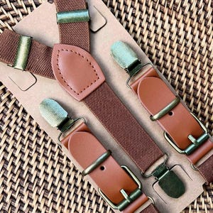 Cognac bretels outfit voor ringdrager bruiloft bretels voor bruidsjonkers gesp bruine bretels vrouwen heren bretels-alle maten