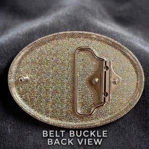 Two options of belt buckles: Option #1 has a leaf design and Option #2 has a floral design. Both are silver and black from The Bold Bow Tie.