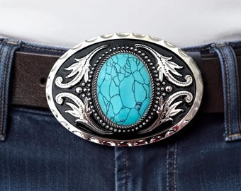Hebilla de cinturón turquesa para estilo country western, hebillas de cinturón personalizadas de vaquero.