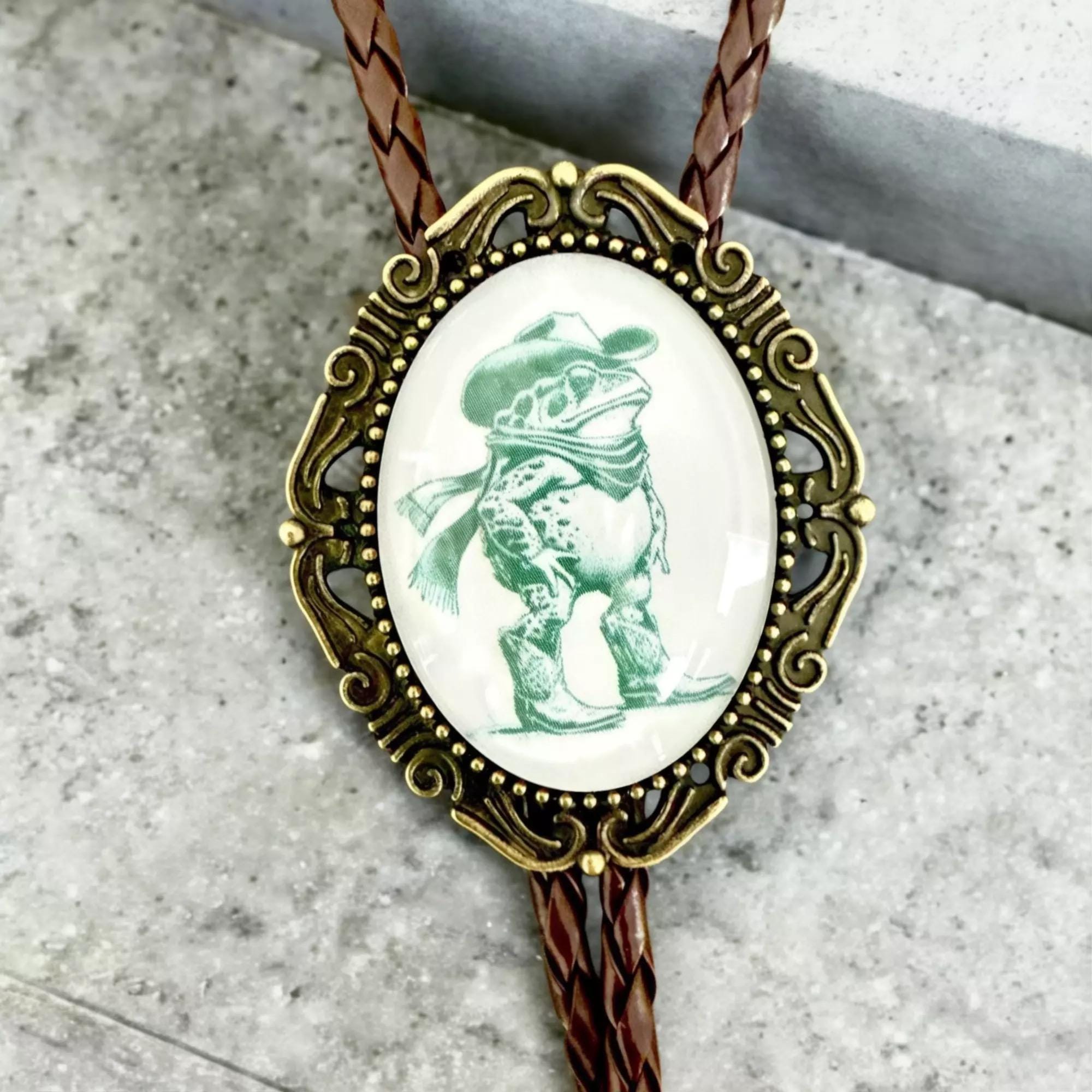 Green Frog Bolo Tie, Western Cowboy Bolos With Leather Cord - Etsy