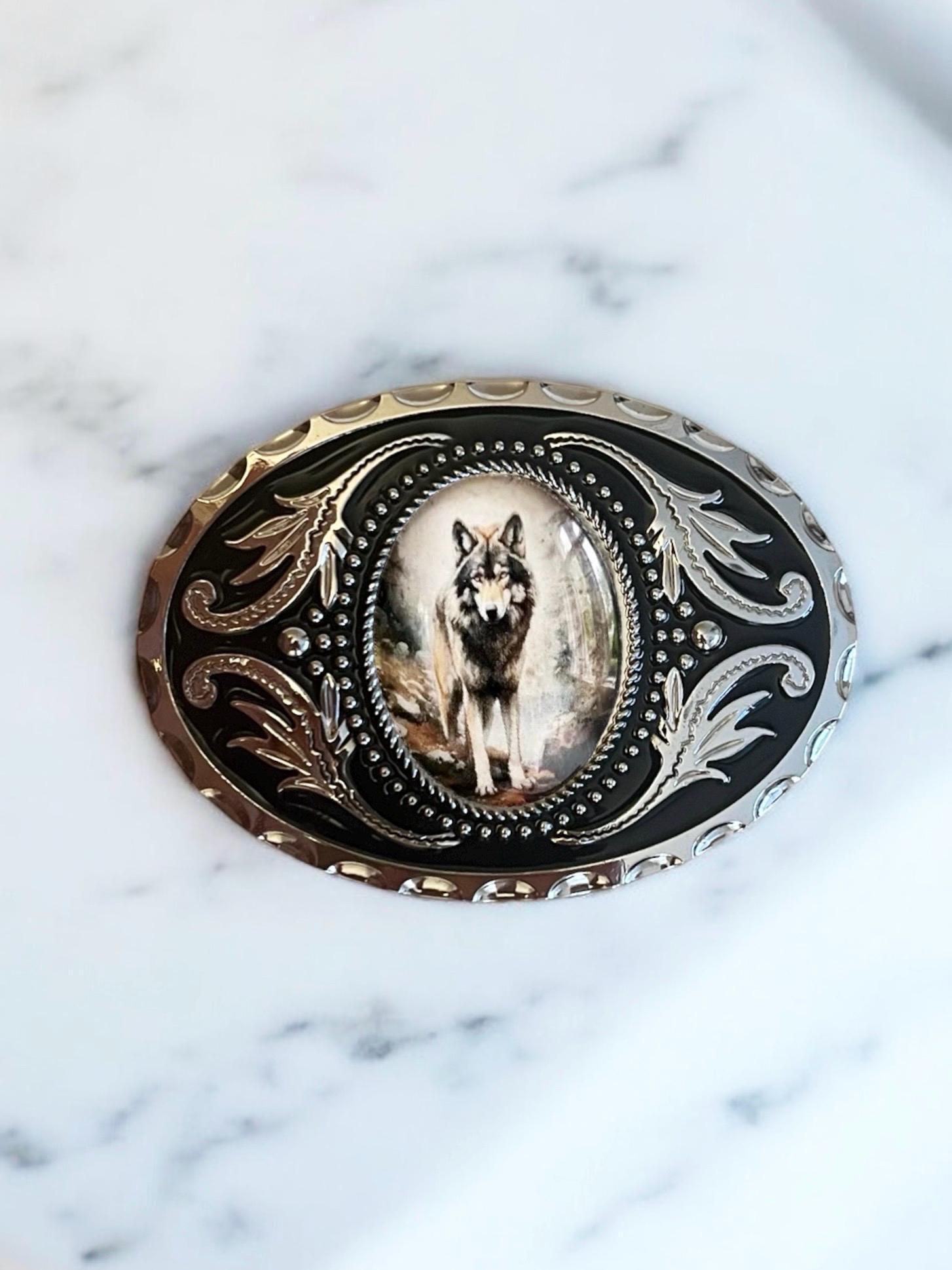 Wolf Belt Buckle, Silver Western Cowboy Accessory, Groomsman  display picture 2