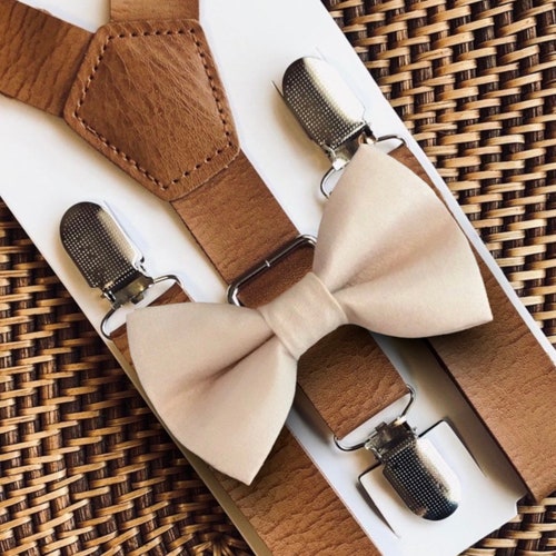 Boys Gentleman Bow Tie Shirts + Suspender Pants