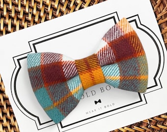 Dog Bow Tie: Orange Flannel Plaid - Autumn Collar Accessory