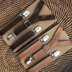 Wedding Suspenders, Leather Suspenders, Mens Suspenders, Groomsmen, Boys Suspenders, Rustic Suspenders, Rustic Wedding, Cognac Suspenders