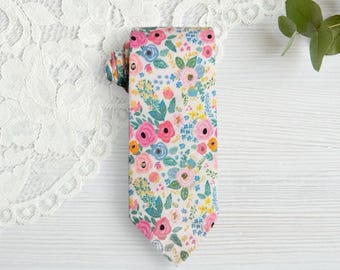 Floral Necktie for Men, Garden Men’s Tie, Groomsmen Wedding Tie