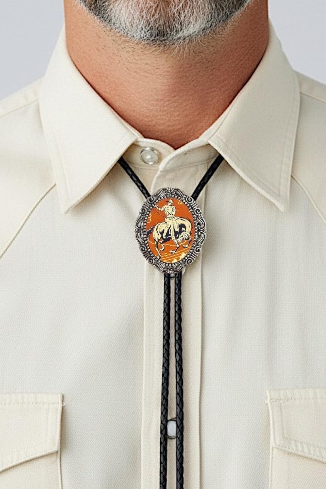 アクセサリー Vintage Western Cowboy Ribbon Tie Vintage Cowboy Bolo Tie: Western Wedding Necktie, Leather Cord - Etsy
