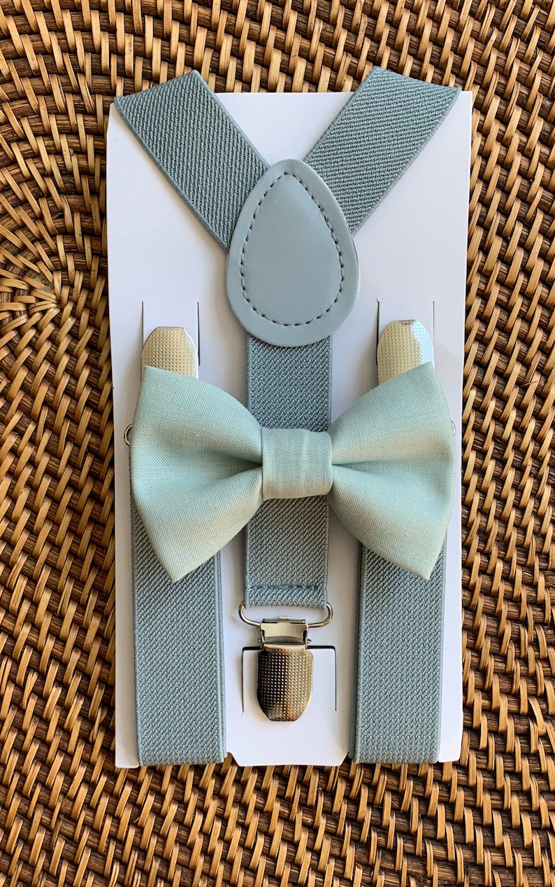 Sage Green Bow Tie & Grey Suspenders Easter Bow Tie | Etsy