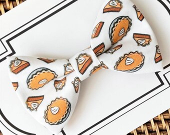 Dog Bow Tie or Cat Bowtie in Thanksgiving Pumpkin Pie | Fall Collar Accessory