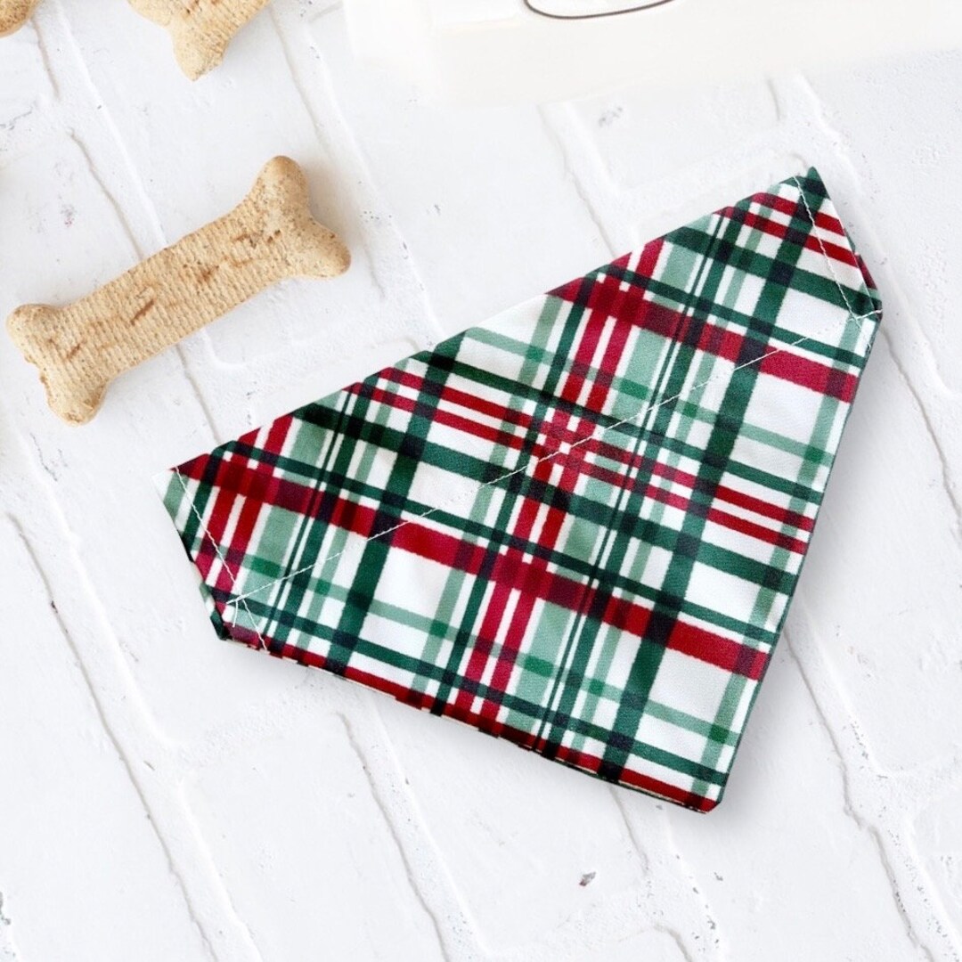 Plaid Dog Christmas Bandana, Pet Bandana for Pet Gift Etsy