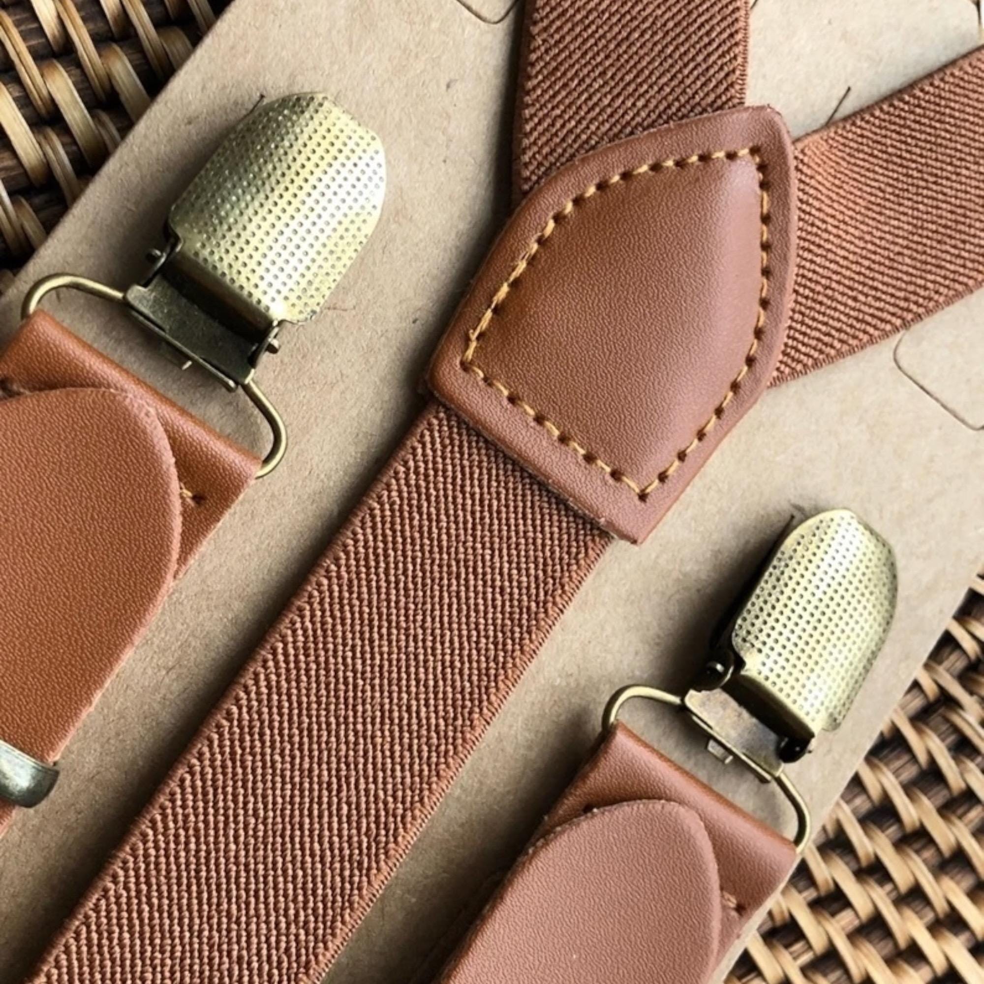 Groomsmen Cognac Brown Leather Suspenders for Men Rustic Wedding Ring Bearer Outfits Wedding Men Suspenders Boys Brown Suspenders for Women