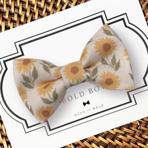 Floral Sunflower Dog Bow Tie, Wedding Puppy Collar Accessory