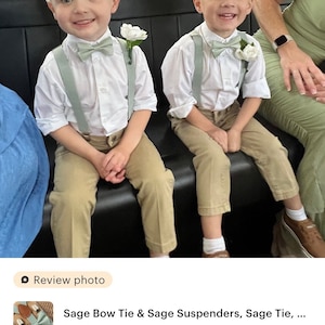 Sage Green Bow Tie & Sage Suspenders, Beach Wedding, Green Bow Tie, Ring Bearer Outfit, Bow Ties, Bow Ties for Men, Boys Great Gift Idea image 6