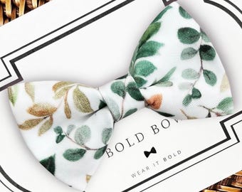 Sage Green Floral Dog Bow Tie, Wedding Ring Bearer