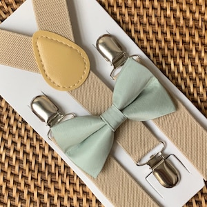 Sage Green Bow Tie & Suspenders, Beach Wedding, Green Bow Tie, Ring Bearer Outfit, Bow Ties, Bow Ties for Men, Boys- Great Gift Idea!