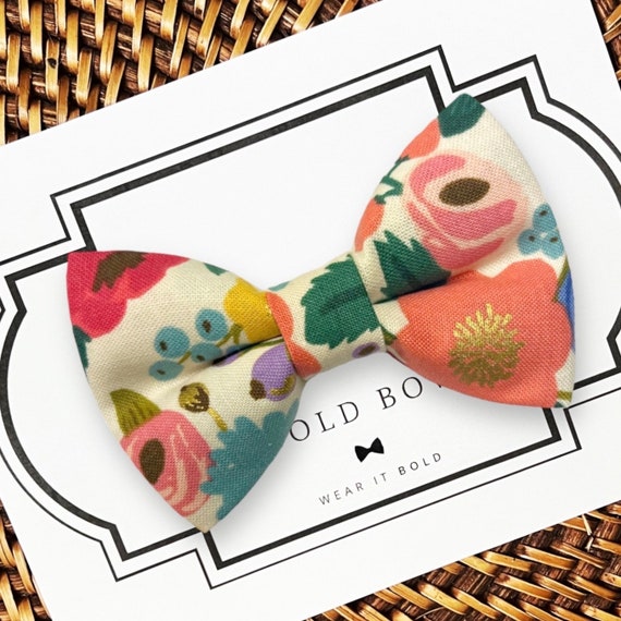 Floral Dog Bow Tie, Pink Bow Tie for Dogs, Cat Bow Tie, Bowtie, Spring Bow Tie, Dog Lover Gift, Dog Accessories, Dog Gift, Dog Bows, Wedding