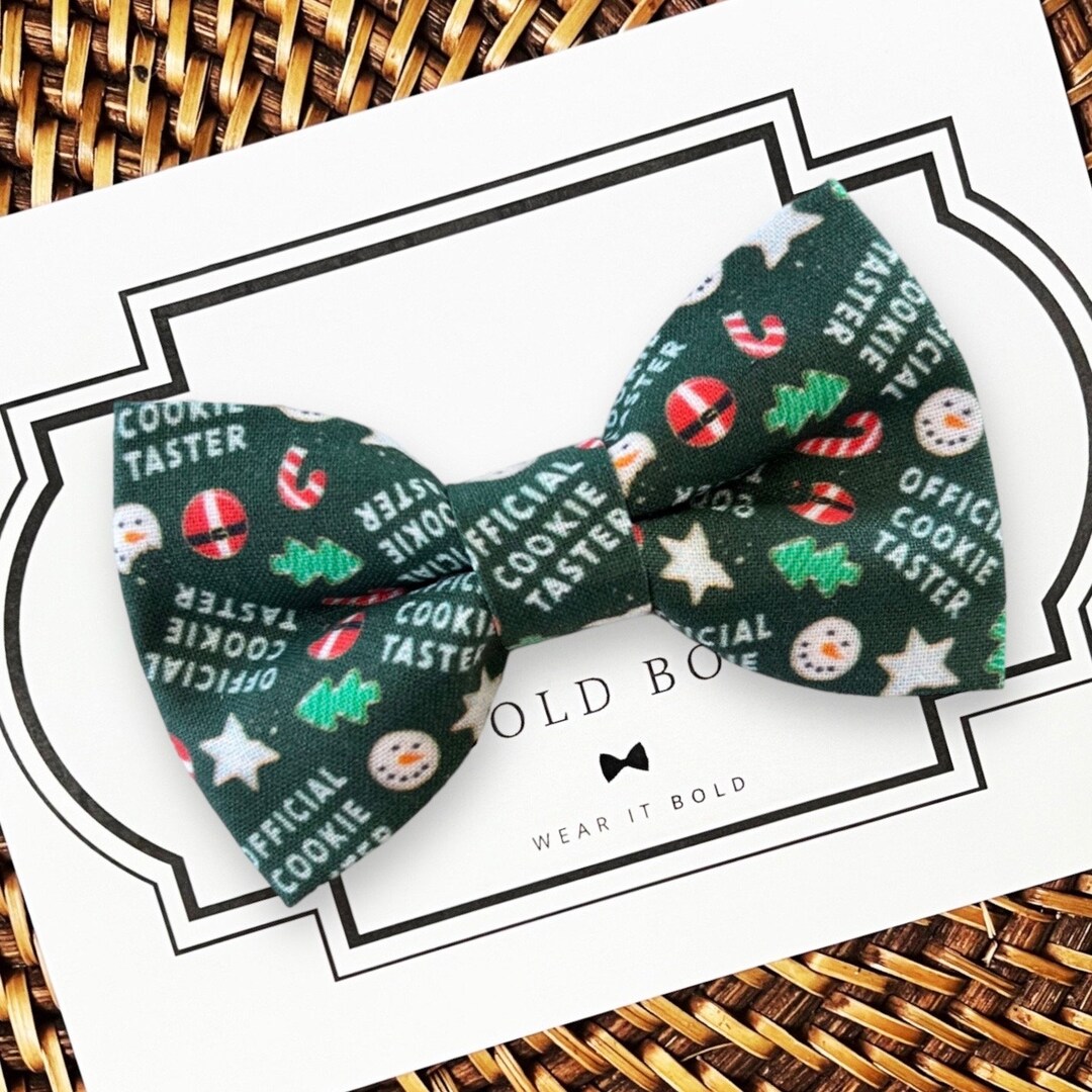 Christmas Cookies Dog Bow Tie, Dog Bowtie, Dog Bow Ties, Christmas Bow