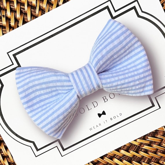 Easter Dog Bow Tie, Light Blue Seersucker Bow Tie for Dogs, Cats, Pets, Bowtie, Nerd Bow Ties, Dog Lover Gift, Dog Accessories, Dog Gift