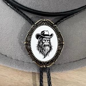 Bigfoot Bolo Tie for Men and Women, Bolo Ties with Big Foot, Yeti Hiking Sasquatch Gift for Boyfriend, Gift for Him, Gift for Boyfriend