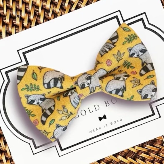 Mustard Raccoon Dog Bow Tie, Bow Tie for Dogs, Cats, Pets, Bowtie, Bow Ties, Dog Bow Tie, Dog Accessories, Dog Birthday Gift, Dog Lover Gift