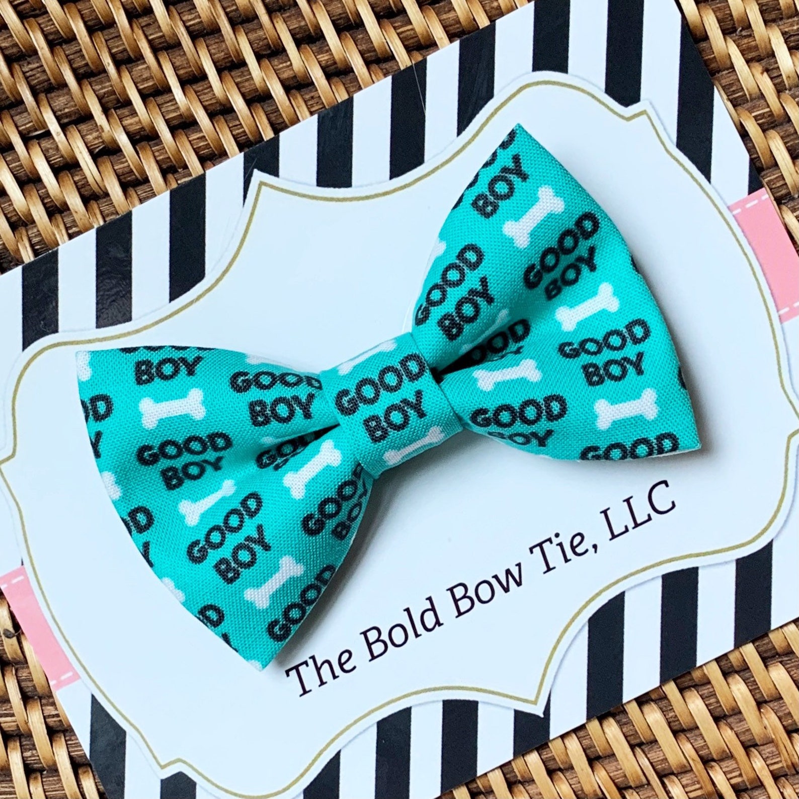Good Boy Dog Bow Tie Blue Green Bow Tie for Dogs Cats Etsy