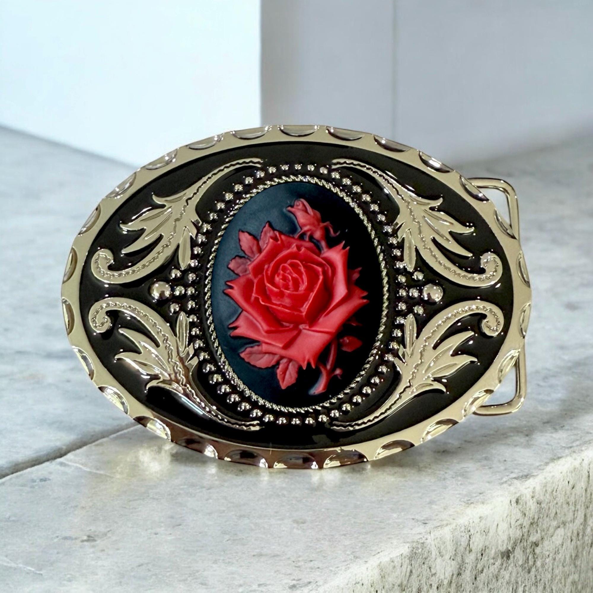 赤と黒のローズベルトバックル：ウエスタンロデオアクセサリー - Etsy 日本