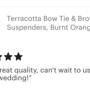 Terracotta Bow Tie & Brown Suspenders, Burnt Orange Ring Bearer Gift,Autumn Boho Wedding, Fall Wedding, Ring Bearer Outfit, Bow Ties for Men image 5