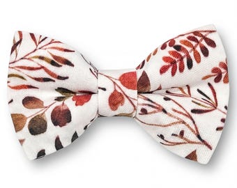 Burnt Orange Floral Bow Tie for Men Toddlers and Babies, Terracotta Cotton (Pre-Tied, Adjustable)