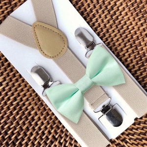 Mint Green Bow Tie, Mint Bow Tie, Ring Bearer Outfit, Boys Bow Ties, Boys Suspenders, Mint Mens Bow Tie, Baby Bow Ties, Toddler Bow Ties