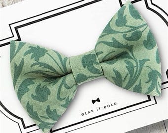 Sage Green Floral Dog Bow Tie Cat Bowtie Tie Wedding Pet Collar Accessory